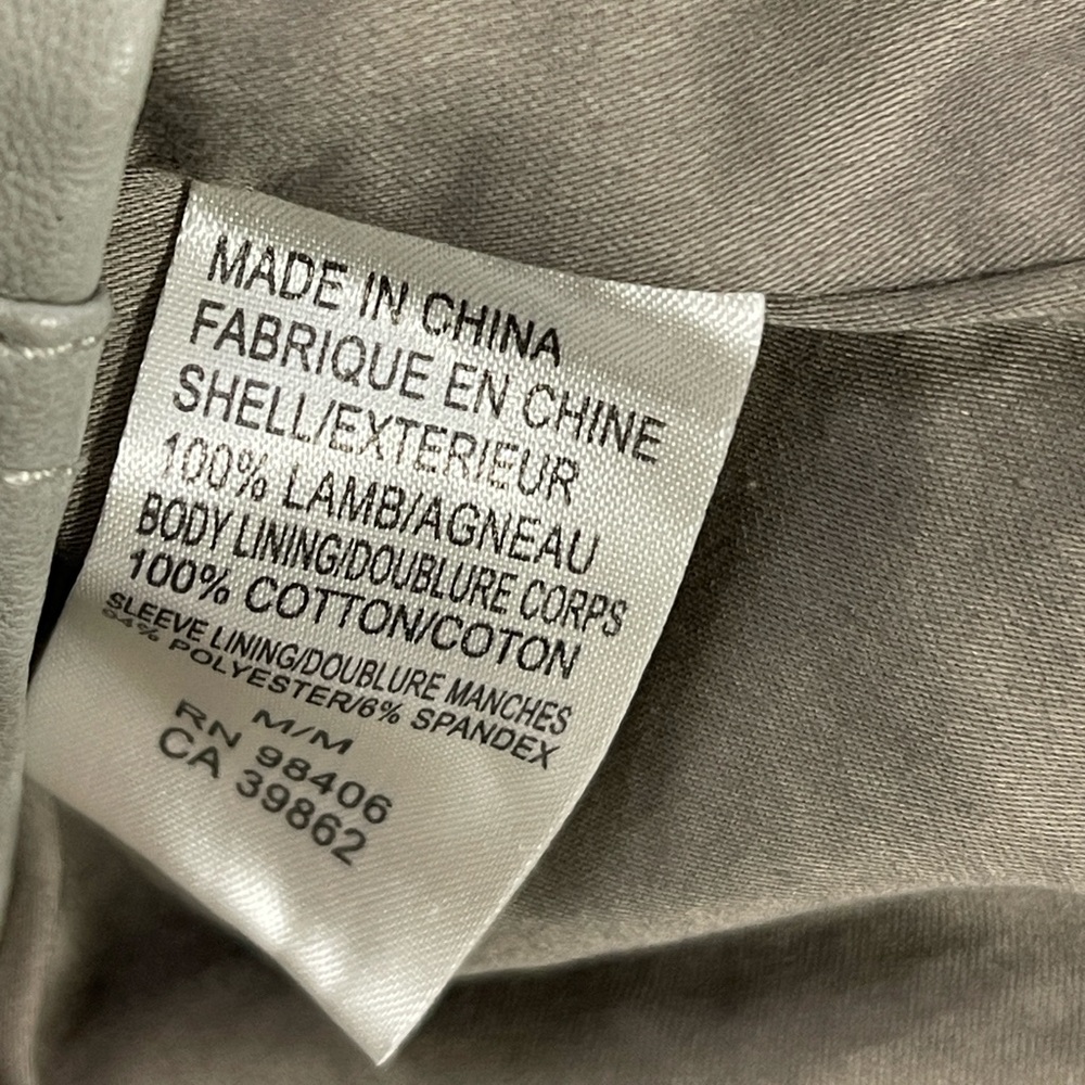 Theory Lamb Leather Light Gray Jacket M - image 7